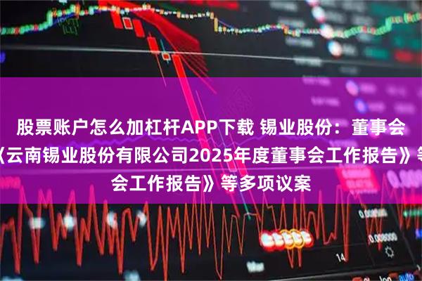 股票账户怎么加杠杆APP下载 锡业股份：董事会审议通过《云南锡业股份有限公司2025年度董事会工作报告》等多项议案