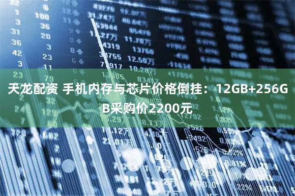 天龙配资 手机内存与芯片价格倒挂:12GB+256GB采购价2200元